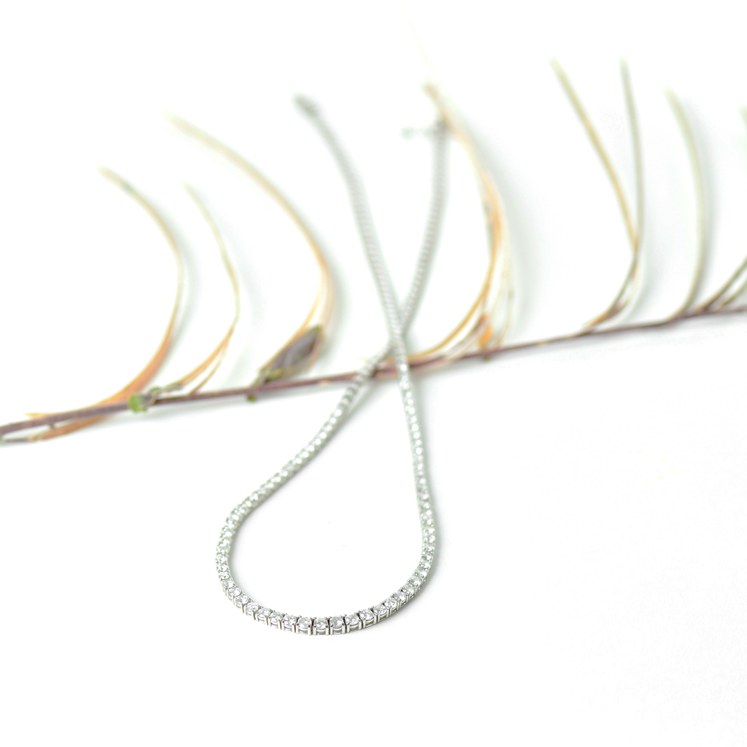 18K WHITE GOLD DIAMOND TENNIS NECKLACE