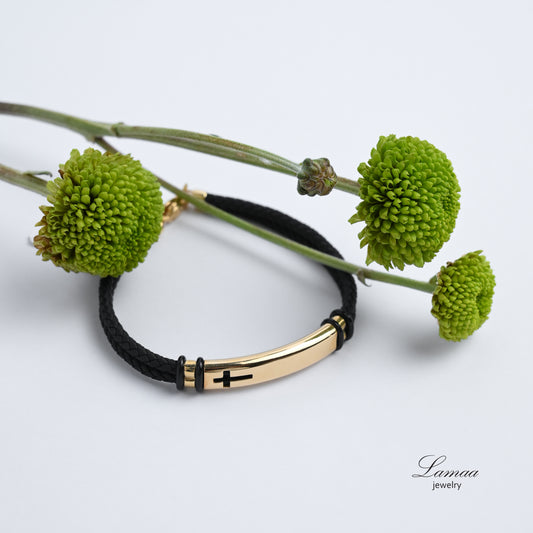 18K GOLD LEATHER BRACELET