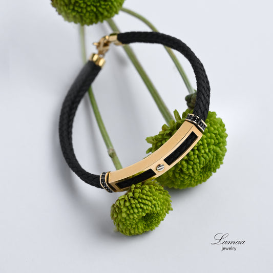18K GOLD LEATHER BRACELET