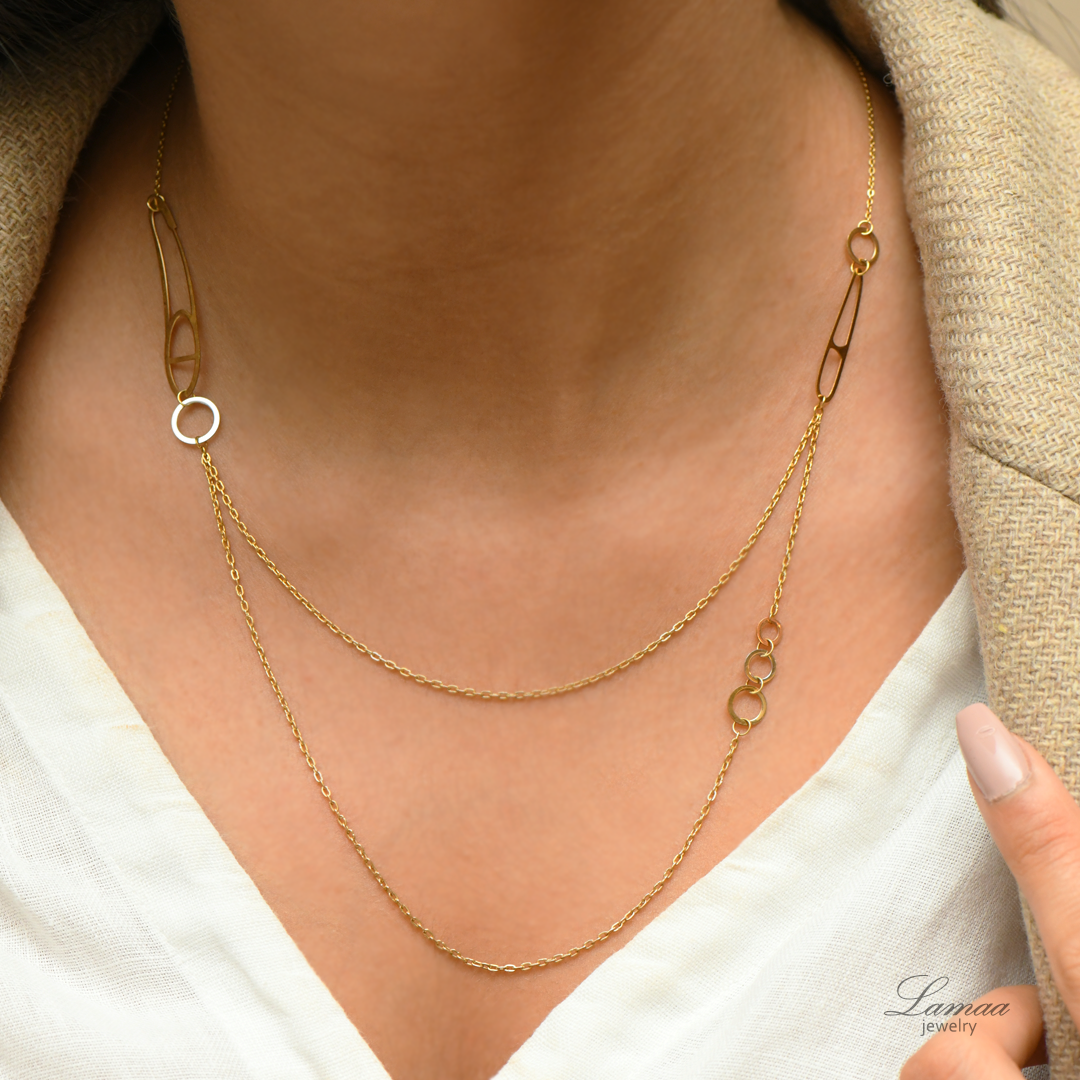 TWO LAYERS 18K GOLD NECKLACE