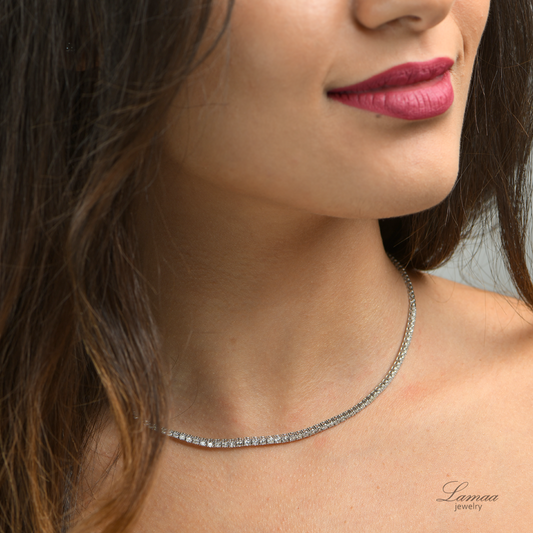 18K WHITE GOLD DIAMOND TENNIS NECKLACE